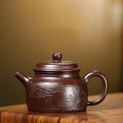 Ấm Trà Tử Sa Tử Nê Dáng Đức Trung DT006 Cao Cấp bức tranh thôn quê