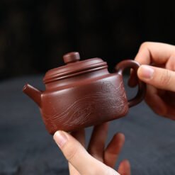 Ấm Tử Sa Dáng Đức Trung Đại Hồng Bào DT002 thân ấm nghệ thuật