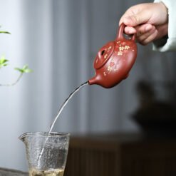 Ấm tử sa tử nê dáng Thạch Biều TB003 hoa mai 14 lỗ lọc trà và ngắt nước tốt