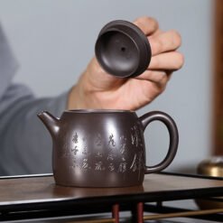Ấm Tử Sa Hắc Nê Dáng Hán Đạc HD008 nắp ấm thiết kế vừa vặn