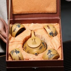 Bộ Ấm Tử Sa Sơn Thủy Đoạn Nê TS-BP002 Dáng Thạch Biều