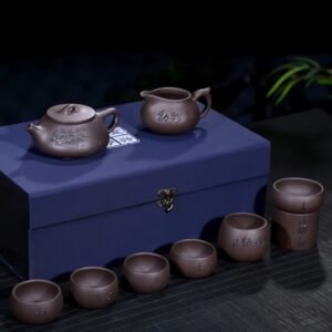 Bộ Trà Đạo Tử Sa Chất Đất Tử Nê BTS011 Dáng Ấm Thạch Biều 9 Món Cao Cấp