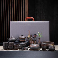 Bộ trà đạo tử sa chất đất Hắc Nê BTS012 dáng ấm Phỏng Cổ 18 món cao cấp