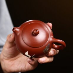 Ấm tử sa Đại Hồng Bào họa tiết chim Hạc dáng ấm Tây Thi TT015