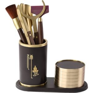 Bộ 6 món Dụng Cụ Pha Trà Cao Cấp Kèm Lót Chén Bọc Đồng TC005